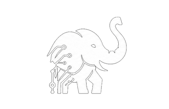 Mascote Elevanthe — elefante tecnológico